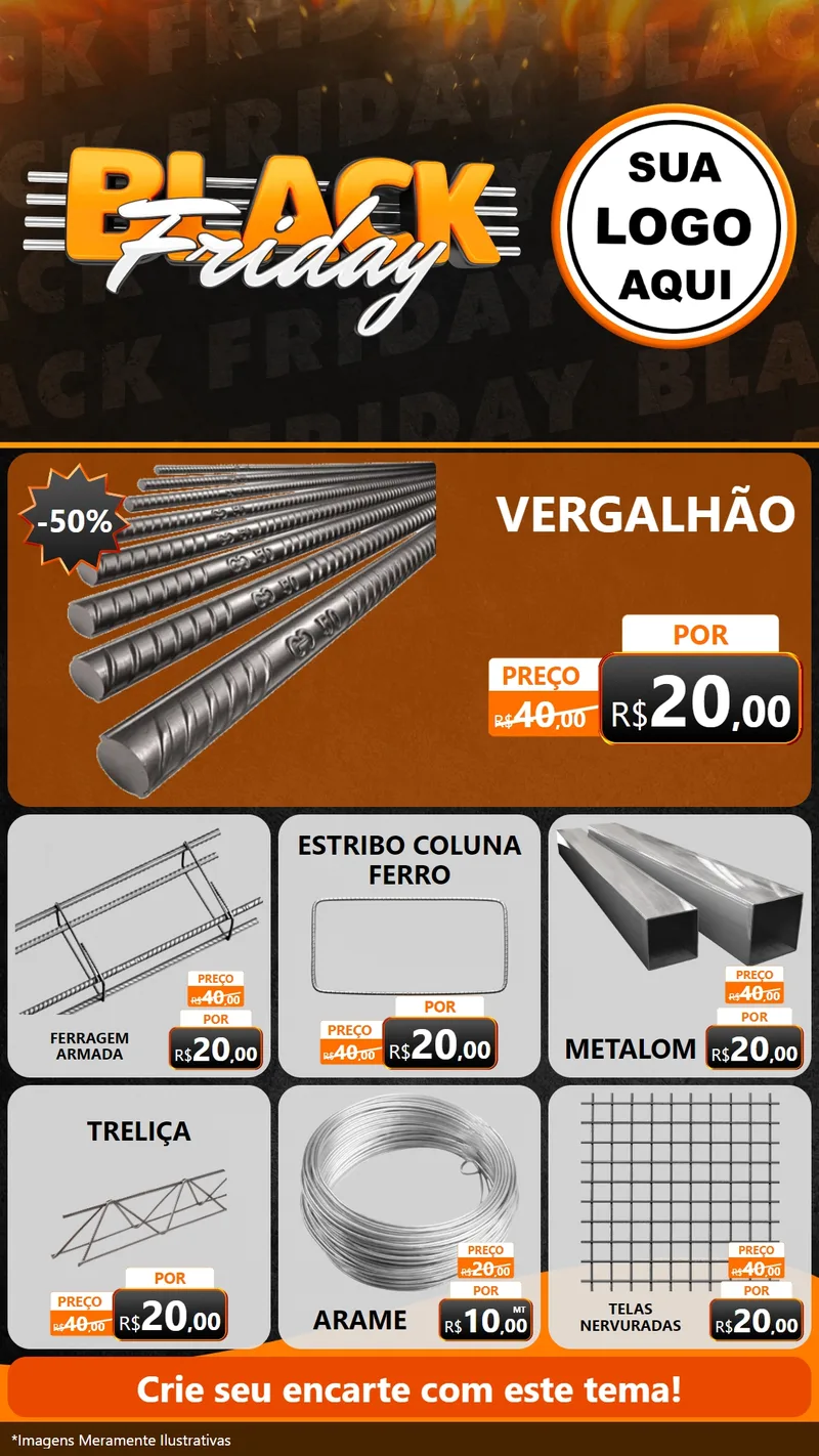 Modelo de Rede Social para Stories com o tema Black Friday para Ferragens