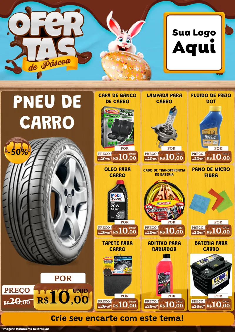 Modelo de Encarte para Encarte A4 Vertical com o tema Ofertas de Páscoa para Auto peças