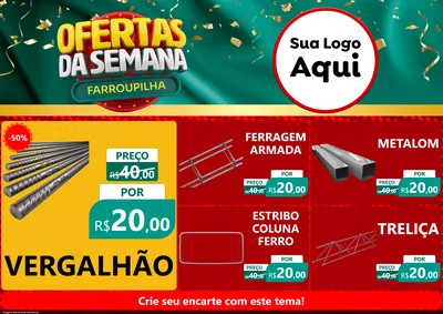 Modelo de Encarte para Encarte A4 Horizontal com o tema Ofertas da Semana Farroupilha para Ferragens