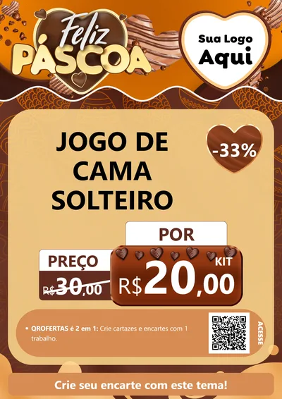 Modelo de Cartaz para Cartaz A4 Vertical com o tema Feliz Páscoa para Cama, Mesa e Banho