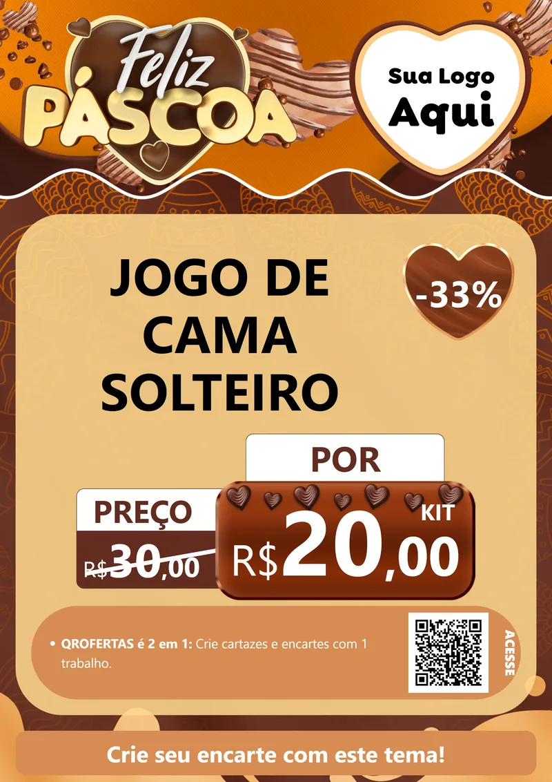 Modelo de Cartaz para Cartaz A4 Vertical com o tema Feliz Páscoa para Cama, Mesa e Banho