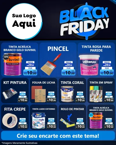 Modelo de Rede Social para Feed Instagram com o tema Black Friday para Tintas e Ferramentas