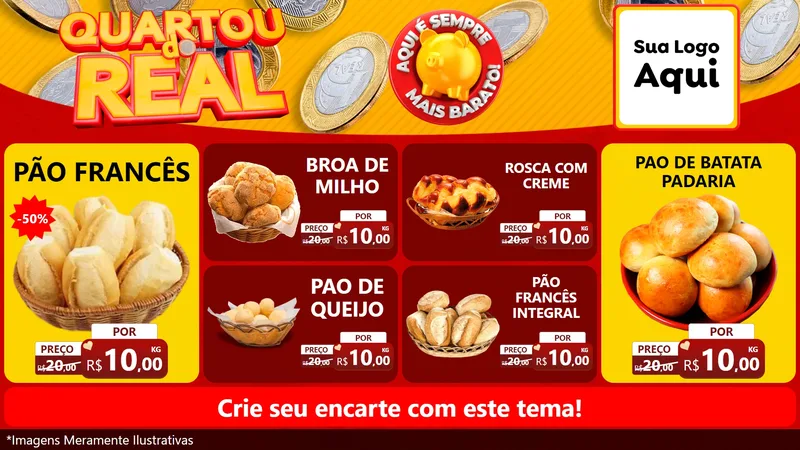 Modelo de TV para TV Horizontal com o tema Quartou do Real para Padaria