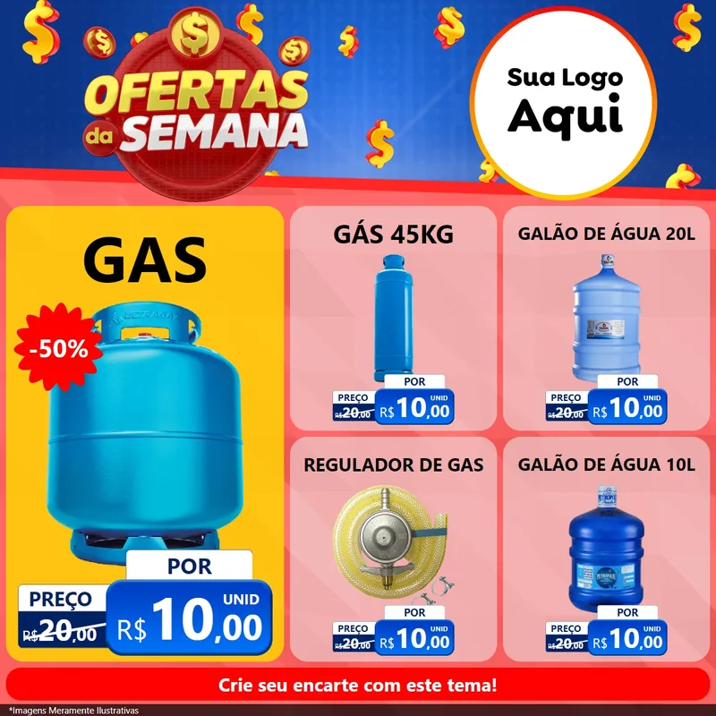 Modelo de Rede Social para Feed Facebook com o tema Ofertas Da Semana para Água e gás