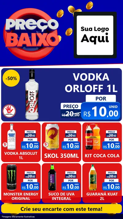 Modelo de Rede Social para Stories com o tema Preço Baixo para Distribuidora de bebidas
