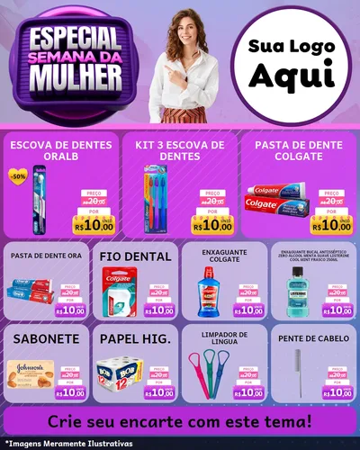 Modelo de Rede Social para Feed Instagram com o tema Especial Semana da Mulher para Higiene Pessoal
