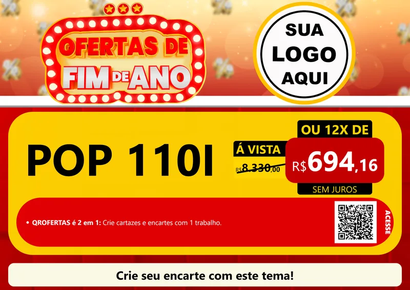 Modelo de Cartaz para Cartaz A4 Horizontal com o tema Ofertas de Fim de Ano para Concessionaria de Motos