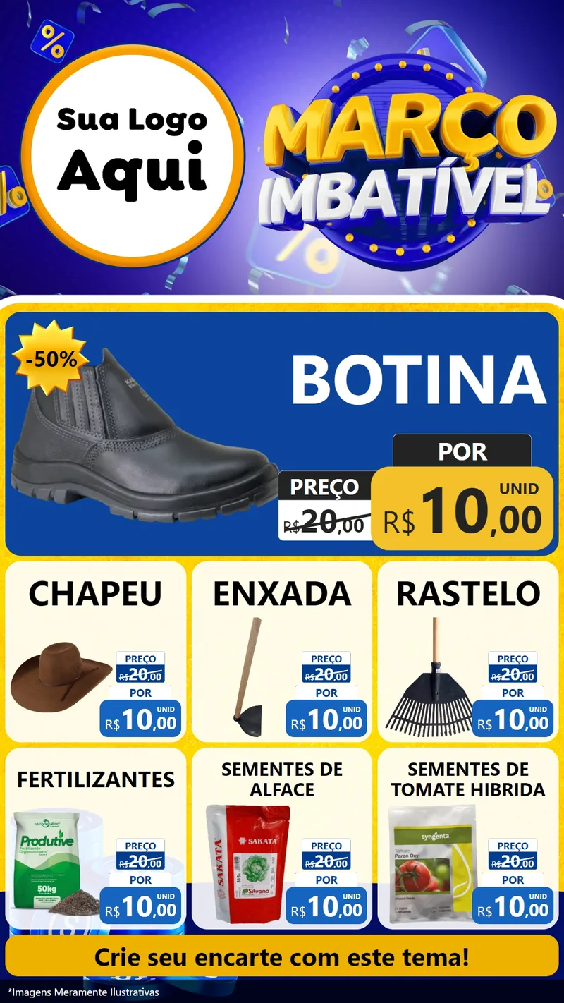 Modelo de Rede Social para Stories com o tema Março Imbatível para Agropecuária