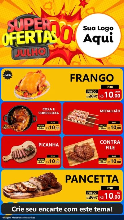 Modelo de TV para TV Vertical com o tema Super Ofertas Julho para Assados