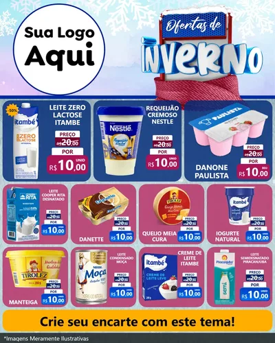 Modelo de Rede Social para Feed Instagram com o tema Ofertas de Inverno para Frios e Laticínios