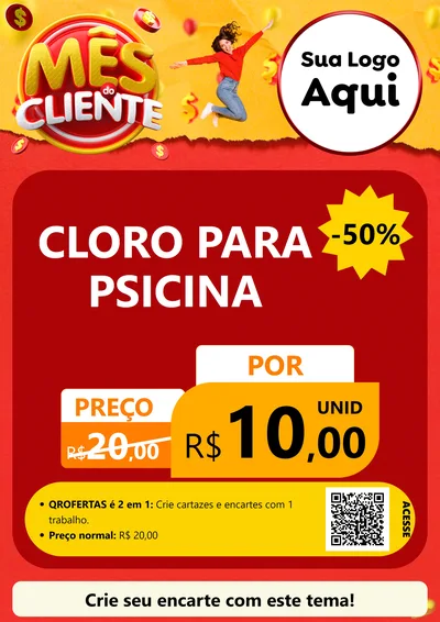 Modelo de Cartaz para Cartaz A4 Vertical com o tema Mês do Cliente para Produtos para Piscina