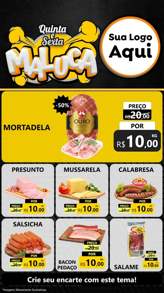 Modelo de Rede Social para Stories com o tema Quinta e Sexta Maluca para Frios e Laticínios