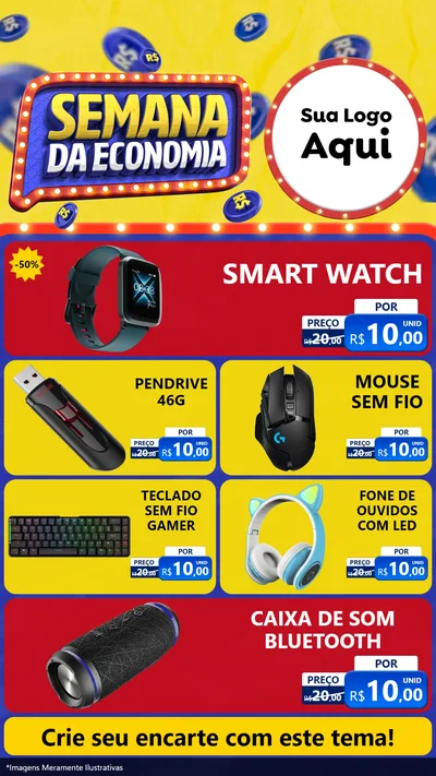 Modelo de TV para TV Vertical com o tema Semana da Economia para Informática
