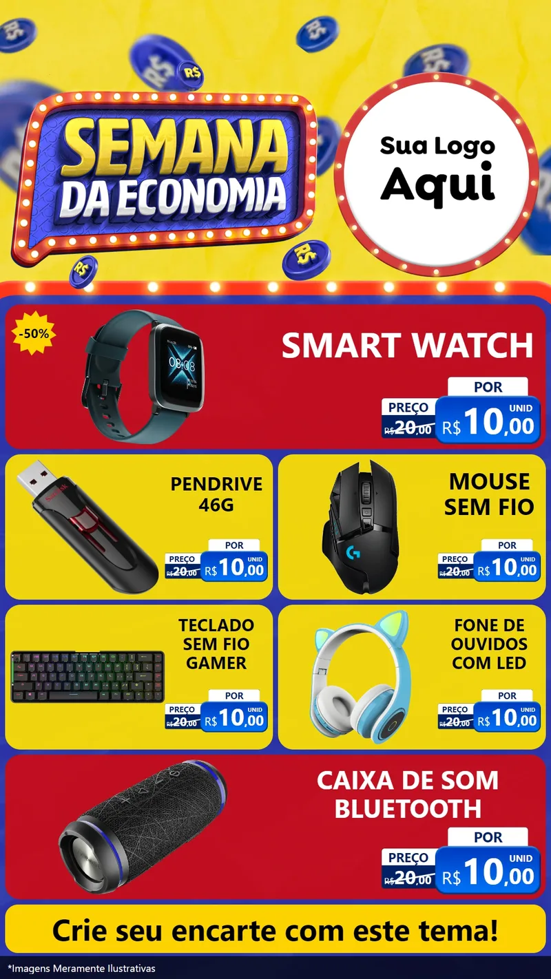 Modelo de TV para TV Vertical com o tema Semana da Economia para Informática