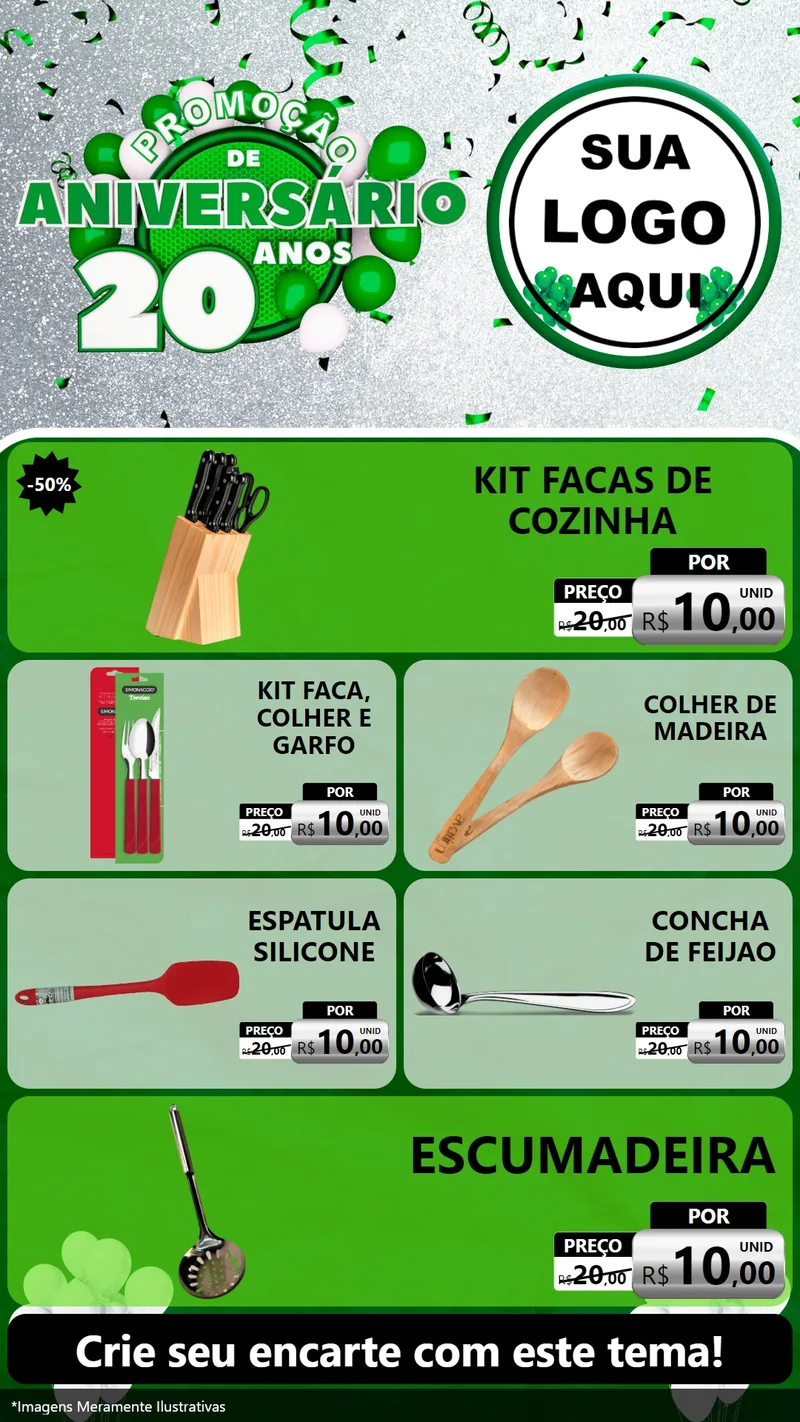 Modelo de TV para TV Vertical com o tema Promoção de Aniversário - 20 Anos para Utilidades Domésticas