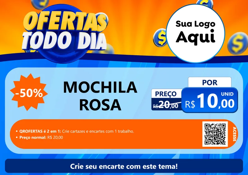Modelo de Cartaz para Cartaz A4 Horizontal com o tema Ofertas Todo Dia para Papelaria
