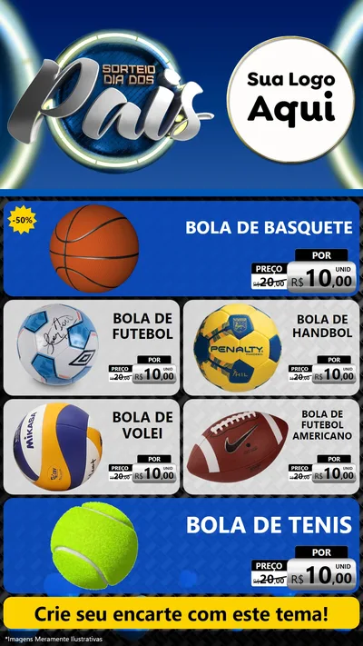 Modelo de TV para TV Vertical com o tema Sorteio Dia Dos Pais para Artigos Esportivos
