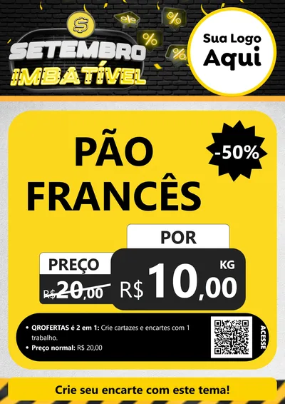 Modelo de Cartaz para Cartaz A4 Vertical com o tema Setembro Imbatível para Padaria