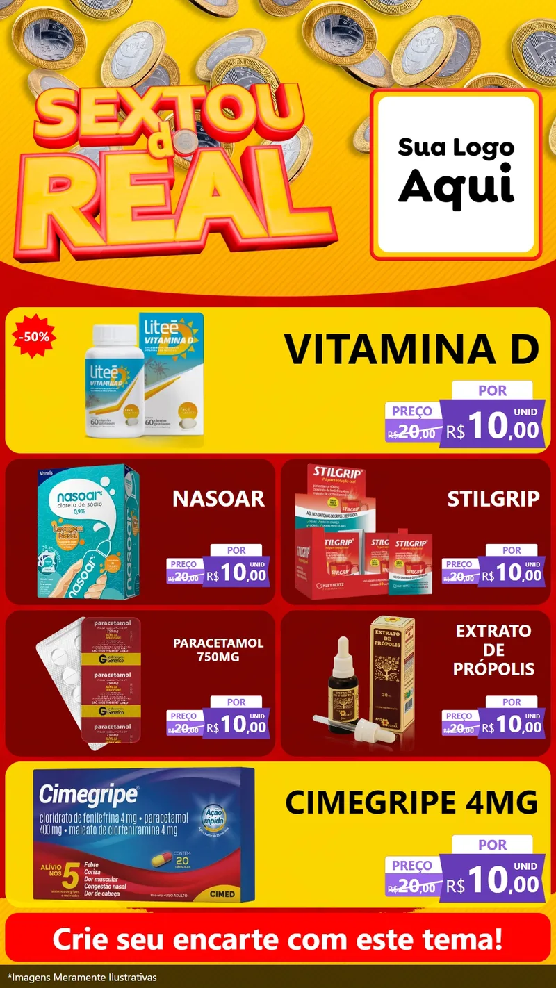 Modelo de TV para TV Vertical com o tema Sextou do Real para Farmácia