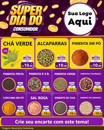 Modelo de Rede Social para Feed Instagram com o tema Super Dia do Consumidor para Produtos Naturais