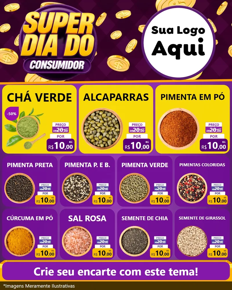 Modelo de Rede Social para Feed Instagram com o tema Super Dia do Consumidor para Produtos Naturais
