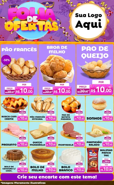 Modelo de Encarte para Encarte Grande com o tema Folia de Ofertas para Padaria
