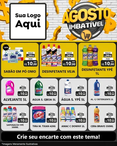 Modelo de Rede Social para Feed Instagram com o tema Agosto imbatível para Produtos de Limpeza