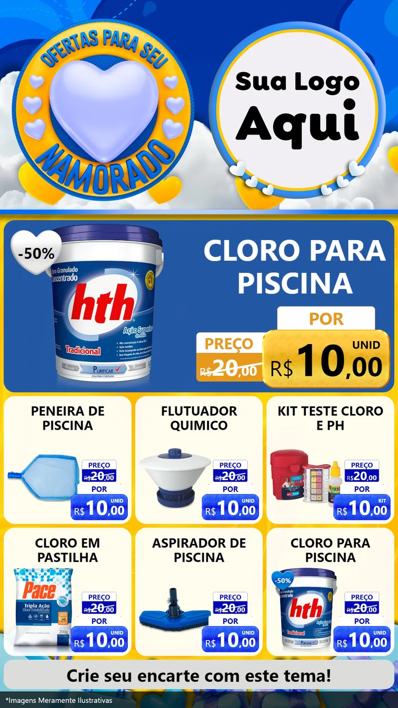 Modelo de Rede Social para Stories com o tema Ofertas Para Seu Namorado para Produtos para Piscina