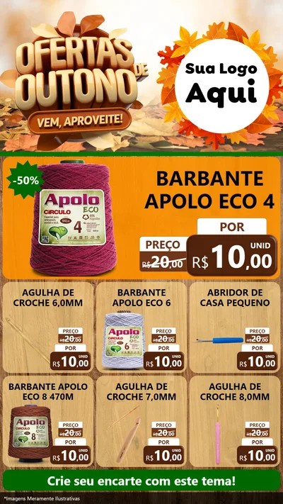 Modelo de Rede Social para Stories com o tema Ofertas de Outono - Vem, Aproveite! para Armarinho e Aviamentos