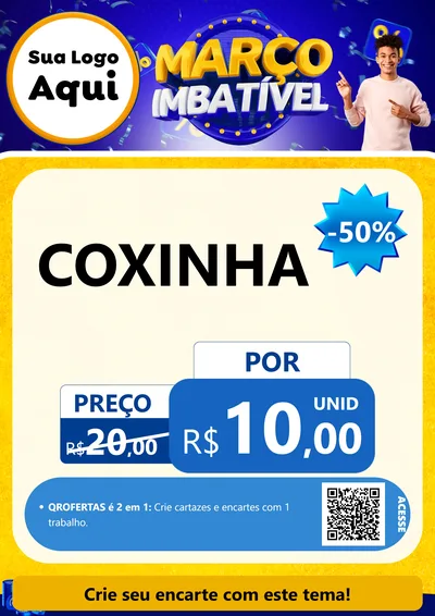 Modelo de Cartaz para Cartaz A4 Vertical com o tema Março Imbatível para Salgadaria