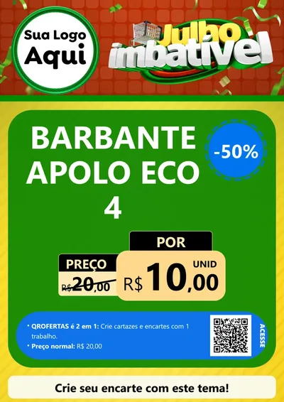 Modelo de Cartaz para Cartaz A4 Vertical com o tema Julho Imbatível para Armarinho e Aviamentos