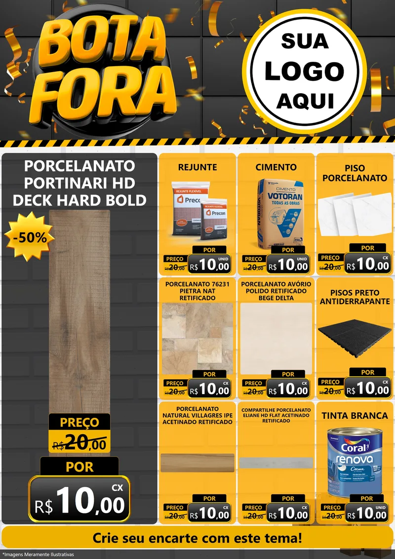 Modelo de Encarte para Encarte A4 Vertical com o tema Bota Fora para Pisos e revestimentos