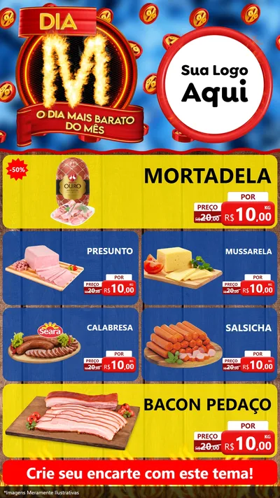 Modelo de TV para TV Vertical com o tema Dia M - O Dia Mais Barato Do Mês para Frios e Laticínios
