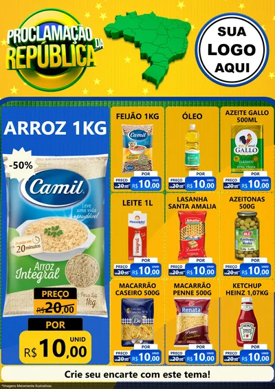Modelo de Encarte para Encarte A4 Vertical com o tema Proclamação da República para Supermercado