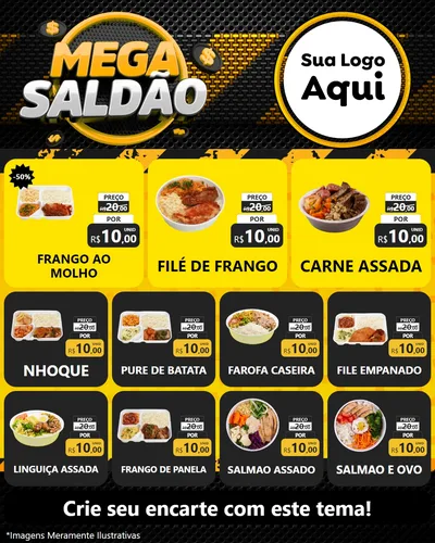 Modelo de Rede Social para Feed Instagram com o tema Mega Saldão para Restaurante