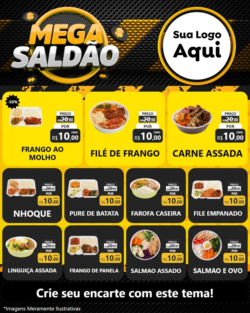 Modelo de Rede Social para Feed Instagram com o tema Mega Saldão para Restaurante