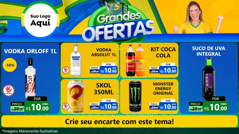 Modelo de TV para TV Horizontal com o tema Grandes Ofertas para Distribuidora de bebidas