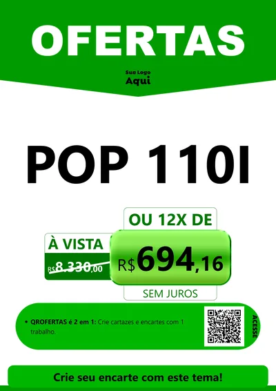 Modelo de Cartaz para Cartaz A4 Vertical com o tema Ofertas Verde Cartaz para Concessionaria de Motos