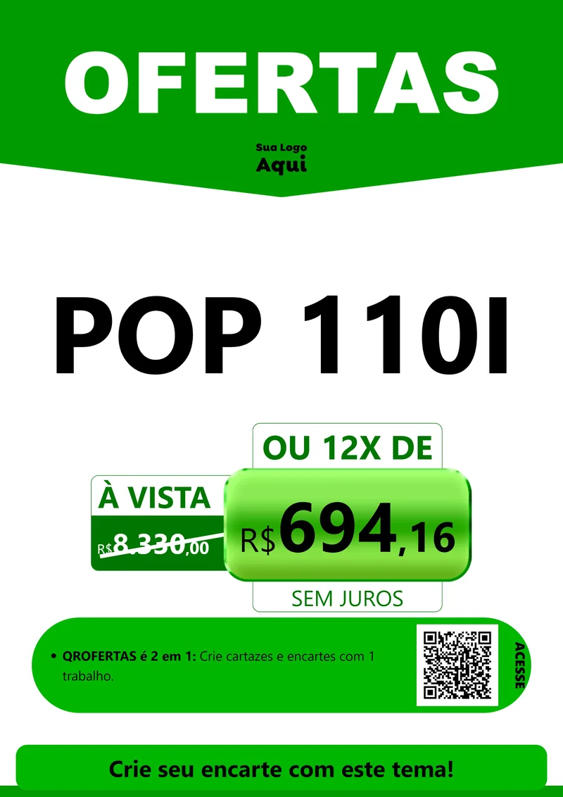 Modelo de Cartaz para Cartaz A4 Vertical com o tema Ofertas Verde Cartaz para Concessionaria de Motos