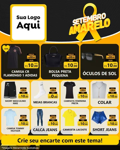Modelo de Rede Social para Feed Instagram com o tema Setembro Amarelo para Roupas e acessórios