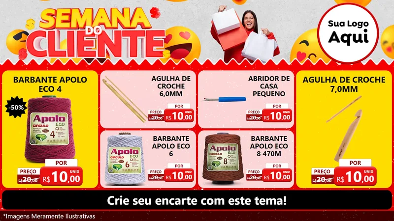 Modelo de TV para TV Horizontal com o tema Semana do Cliente para Armarinho e Aviamentos