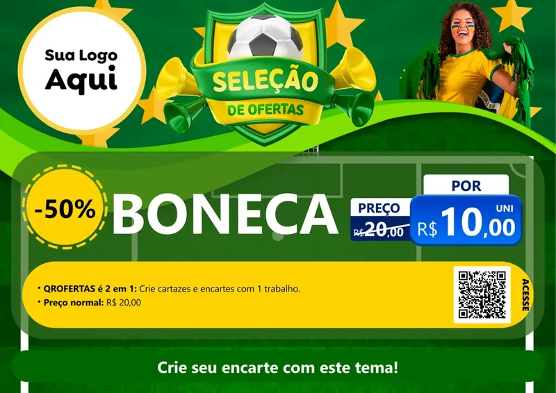 Modelo de Cartaz para Cartaz A4 Horizontal com o tema Seleção de Ofertas - Copa para Brinquedos