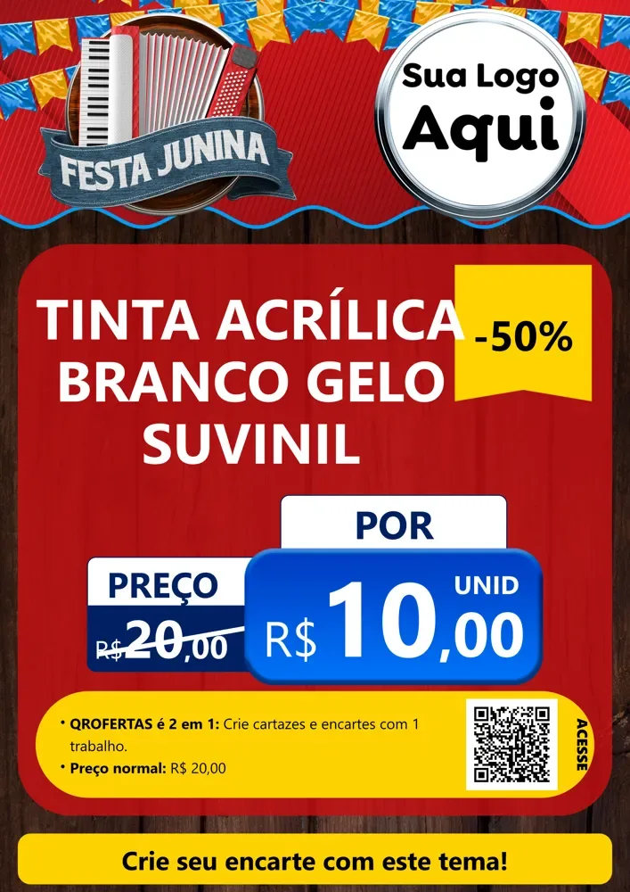 Modelo de Cartaz para Cartaz A4 Vertical com o tema Festa Junina para Tintas e Ferramentas