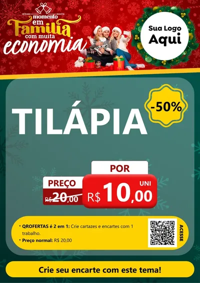 Modelo de Cartaz para Cartaz A4 Vertical com o tema Momento em Família (Natal) para Peixaria