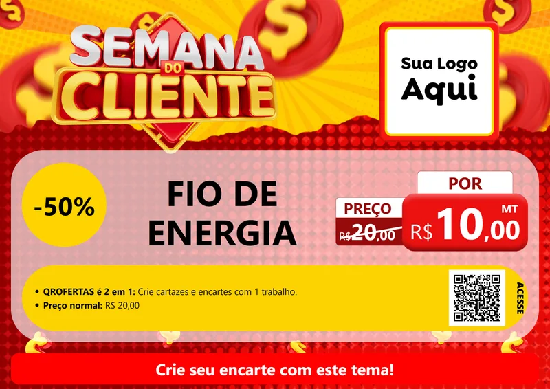 Modelo de Cartaz para Cartaz A4 Horizontal com o tema Semana do Cliente para Materiais Elétricos