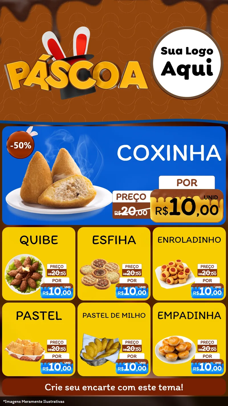 Modelo de Rede Social para Stories com o tema Páscoa para Salgadaria