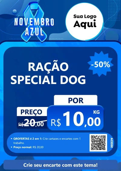 Modelo de Cartaz para Cartaz A4 Vertical com o tema Novembro Azul para Pet Shop