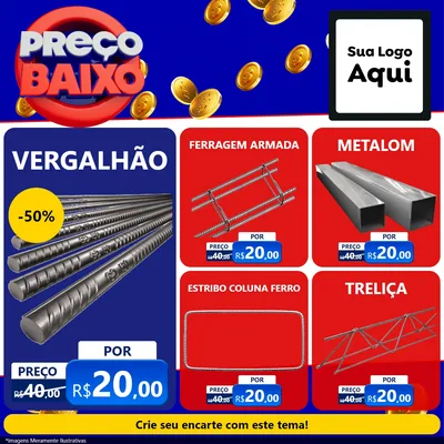 Modelo de Rede Social para Feed Facebook com o tema Preço Baixo para Ferragens