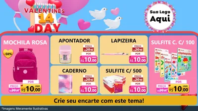 Modelo de TV para TV Horizontal com o tema Valentine's Day para Papelaria