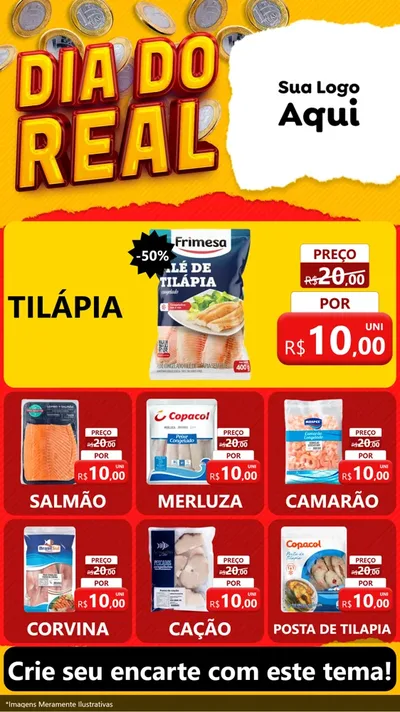 Modelo de Rede Social para Stories com o tema Dia Do Real para Peixaria